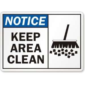   Area Clean (with broom graphic on right) Laminated Vinyl Sign, 5 x 3