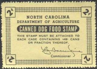 NORTH CAROLINA State Revenue Dog Food Stamp SRS NC DF8  