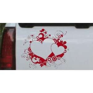 10in X 8.5in Red    Hearts With Swirls Car Window Wall Laptop Decal 