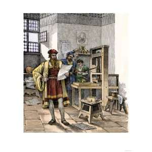 Gutenberg and Fust with the First Printing Press, Germany 