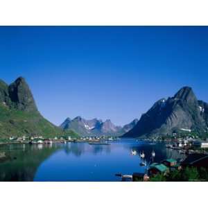 Typical Scenery, Mountains and Sea, Reine, Lofoten Islands, Norway 