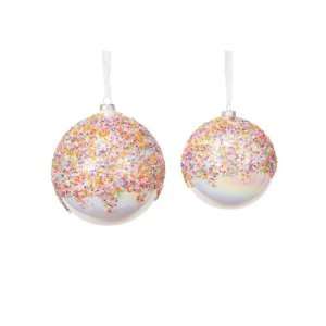   of 12 Candy Fantasy Sugar Sprinkled Christmas Glass Ball Ornaments