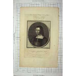  Catherine Of Arragon Queen Of Henry Viii Antique Print 