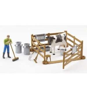   Bruder Farm Set with Cow/Fence Possable Man and Accessories Toys
