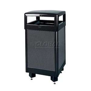 Hinged Top Urn And Waste Receptacle, Black/Steel, 29 Gal., 21Sq X 43 