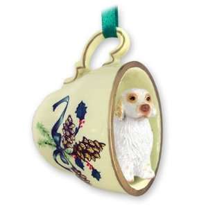    Clumber Spaniel Green Holiday Tea Cup Dog Ornament