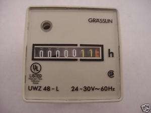 Grasslin General Electric UWZ 48L AC Hour Meter 24 volt  