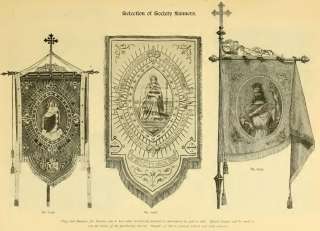 CHURCH BENZIGER CATHOLIC SOCIETIES BANNERS FLAGS VINTAGE 13X19 PRINT 