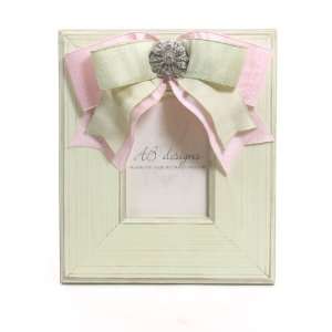   Green Kellie Picture Frame with Pink & Green Ribbon 