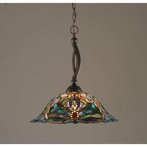   Downlight Pendant with Kaleidoscope Tiffany Glass Shade Finish Bronze
