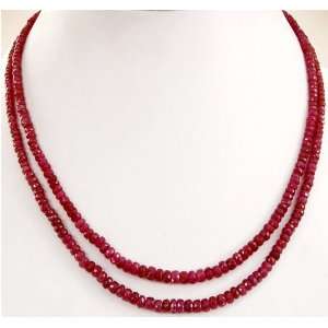  2 Strands Natural Beautiful Handcrafted Faceted Ruby 