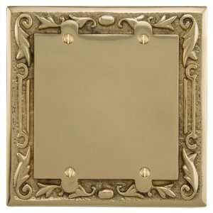 Solid Brass Floral Design Double Blank Plate   Polished & Lacquered 