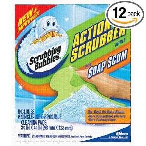 Scrubbing Bubbles Action Scrubber Soap Scum Refill, 6 Count (Pack of 