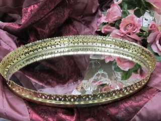 VINTAGE SHINY GOLD LACY METAL VANITY MIRROR~Shabby~Cottage~Chic  