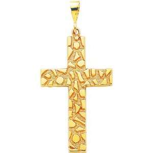  14K Gold Nugget Style Cross Pendant Jewelry