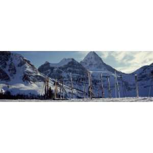 Ski Poles on a Snow Covered Landscape, Mt Assiniboine, Mt Assiniboine 