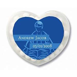 Wedding Favors Blue Bar Bat Mitzvah Design Personalized Heart Shaped 