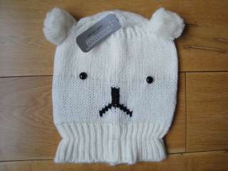 Knitted Animal Fun Hat With Pom Pom Ears / One Size Fits All  