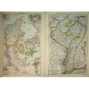  1893 Universal Map Denmark Faroe Islands Bavaria