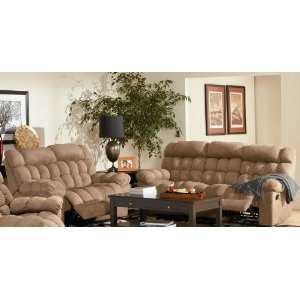 2pc Motion Sofa Set with Overstuffed Look in Mocha Microfiber  