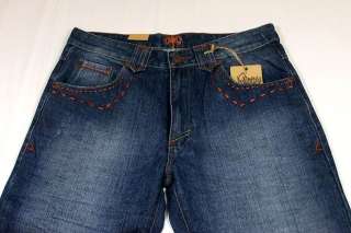 Men Jinzu Blue Jeans w/ Orange Stitching Urban 34x32  