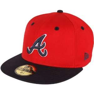   Atlanta Braves 59FIFTY Team Flip Fitted Hat   Red/Navy Blue Sports