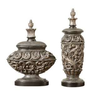  23 Shahla, Urns, S/2 Silver Champagne With Aged Black Undertones