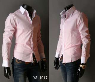 Korean Style Slim Fit Suit Dress Shirt Pink XS M BL1  