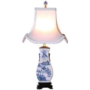   and White with Pagoda Shade Porcelain Table Lamp