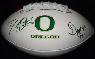 Darron & DeAnthony Thomas Signed Oregon Ducks Logo Football PROOF 
