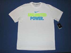 Nike Mens Running Unlimited Power T Shirt White NWT Dri Fit  