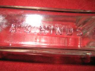 Vintage Clear A S HINDS Portland ME bottle 5.5 Tall  