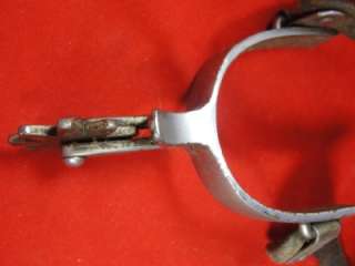 Vintage CROCKETT RENALDE Signed Silver 9 Point Spurs Leather Strap 