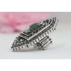  Bejeweled Rhinestone Shield Stretchy Handcrafted Knuckle 