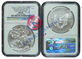 2012 (W) American Silver Eagle $1 NGC MS69 MS 69 Early Releases (Blue 