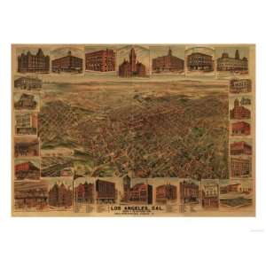 Los Angeles, California   Panoramic Map No. 4 Premium Poster Print 