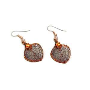  Real Aspen Leaf Wire Dangle Lace Earrings in Iridescent 