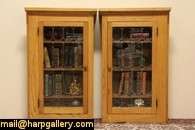 Pair Oak Architectural Salvage Bookcases, Leaded Glass  