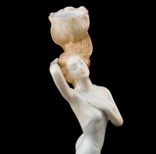 gorgeous Art Nouveau Porcelain Lady Candle Holder Figurine
