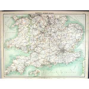  Bartholomew Map England 1891 Railways LandS End London 