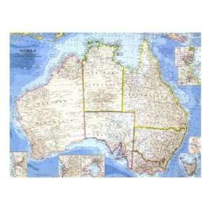 Australia Map 1963 Collections Premium Poster Print, 24x32