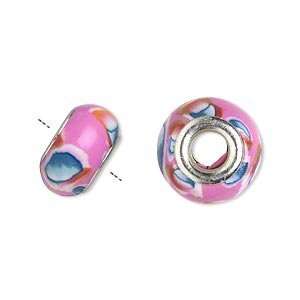  #7261 Bead, Dione™, polymer clay and silver plated brass 