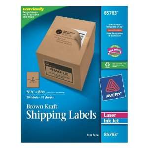  Avery Internet Shipping Labels, Ink Jet and Laser, Brown 