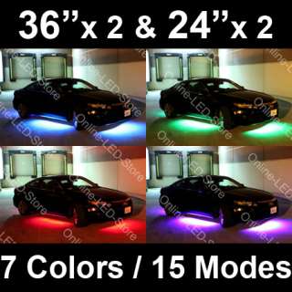 Color LED Under Car Glow Underbody System Neon Lights Kit 36 x 2 