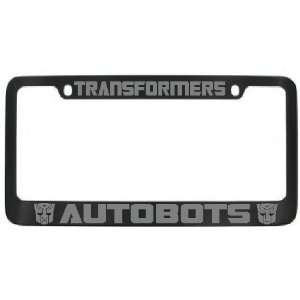Autobots Transformers License Plate Frame Black with Silver lettering 