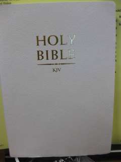 New Gift Bible White Leather Appearing Cover King James  