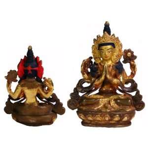  Tibetan Avalokiteshvara Handmade Buddha Statue, 4 Inches 