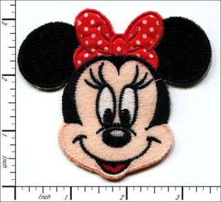   Minnie Mouse Face w/red polka dot bow Iron On Applique patch  