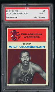 1961 Fleer Basketball SET BREAK Wilt Chamberlain ROOKIE #8 PSA 7 NRMT 