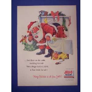  Jell O 1955 Ad.Santa with spoonful of jello.50s Print Ad 